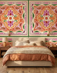 Sun Bloom sunflower wallpaper adding character to a cozy bedroom