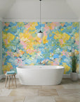 Cheerful garden-inspired wallpaper sample with radiant energy