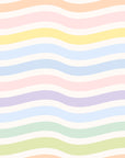 A white-grounded wall paper exhibiting peaceful, horizontal bands of pastel colors in a gentle wave structure