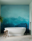 Meditative removable wallpaper in calming ocean teal tones