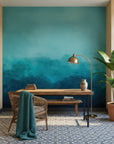 Sophisticated teal wallpaper sample with contemplative atmosphere