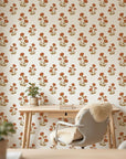 Smooth terracotta carnation floral sprig peel and stick wallpaper - Terracotta Carnation adding character to a bedroom