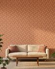 Matte terracotta geometric maze labyrinth peel and stick wallpaper - Terracotta Labyrinth