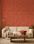 Textured terracotta woven houndstooth brick peel and stick wallpaper - Terracotta Relic