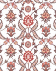Smooth Ottoman floral vine botanical peel and stick wallpaper - Terracotta Spice creating ambiance in a bathroom