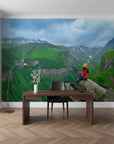 Dramatic cliff edge with expansive view beyond removable wall mural