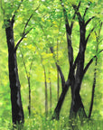 The Green Cathedral lush green forest canopy wallpaper creating ambiance in a serene bathroom