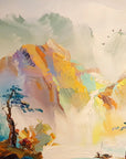 The Morning Gorge serene mountain landscape wallpaper creating ambiance in a serene bathroom