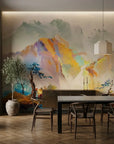 The Morning Gorge serene mountain landscape wallpaper adding character to a cozy bedroom