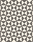 Self-adhesive wallpaper featuring Ticking Wings design, a monochrome pattern of geometric triangles and stripes