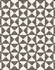 Self-adhesive wallpaper featuring Ticking Wings design, a monochrome pattern of geometric triangles and stripes