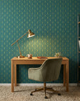 Tropical Prism bold blue and teal geometric wallpaper adding character to a cozy bedroom