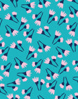 Smooth peel and stick wallpaper with bold turquoise pink tulips - Tulip Tango