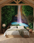 Waterfall with brilliant turquoise water coloring removable wallpaper