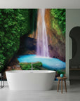 Cascading turquoise water creating spectacular waterfall peel and stick