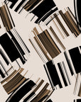 Geometric, brushstroke-style, abstract wallpaper in beige and black tones, featuring a peel-and-stick backing (Urban Drift collection)