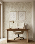Textured cream tonal damask scroll neutral peel and stick wallpaper - Veiled Sand adding character to a bedroom