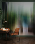 Dynamic wall covering with flowing vertical stripe pattern