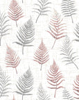 A close-up of a decorative wall covering, showing a classic botanical pattern of overlapping fern fronds for feature walls
