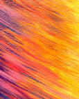 Violet & Ember vibrant sunset abstract wallpaper creating ambiance in a serene bathroom