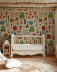 Removable wallpaper with a playful bird and flower design set against a light mint green backdrop - Wanderlust Gear