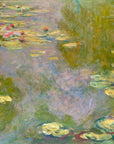 Impressionist Water Lily Garden wallpaper with pink blooms floating on green and blue reflective pond surface