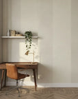 Watercolor Bloom soft ivory abstract as a feature wall in a bright home office