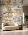 Matte gold grey distressed abstract brushstroke peel and stick wallpaper - Weathered Gold