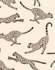 Textured running cheetah peel and stick wallpaper on cream - Wild Stride