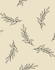 Smooth cream and black botanical sprig peel and stick wallpaper - Willow Whisper