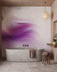 Windswept Bloom dreamy purple abstract as a feature wall in a bright home office