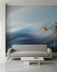 Windswept Current serene blue abstract adding character to a cozy bedroom