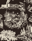 Arcadian Reverie Espresso pastoral toile wallpaper in espresso and ivory