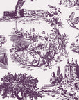 Arcadian Reverie Plum pastoral toile wallpaper in plum and pearl