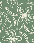 Blueprint Bloom Sage floral line wallpaper in sage and cream