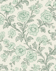 Blush Serenade Garden floral damask wallpaper in soft green and cream