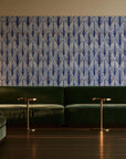 Canyon Ikat Bone geometric wallpaper in an intimate luxury cocktail lounge