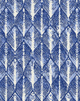 Canyon Ikat Indigo geometric wallpaper in indigo and cream