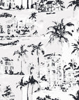 Coastal Village Charcoal palm toile wallpaper in charcoal