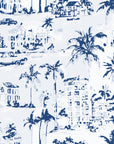 Coastal Village Navy palm toile wallpaper in navy