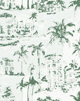 Coastal Village Sage palm toile wallpaper in sage green