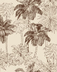 Conservatory Greens Chestnut tropical palm toile wallpaper in chestnut and cream