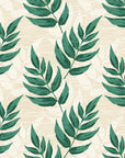 Driftwood Fern Emerald fern frond wallpaper in emerald and ivory