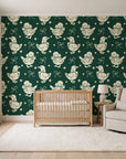 Duckling Waltz Forest ducklings wallpaper in a calm, light-filled nursery