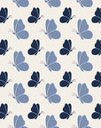 Dust & Wing Navy butterflies wallpaper in navy and linen