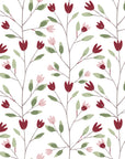 Ember & Leaf Garnet botanical floral wallpaper in garnet and sage