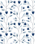 Ember & Leaf Midnight botanical floral wallpaper in navy and slate