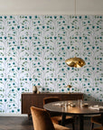 Ember & Leaf Peacock botanical floral wallpaper in an elegant dining room