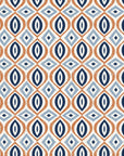 Ember & Iron Navy retro ogee wallpaper in navy and copper