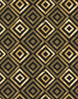 Fern Lattice Gilt hand-drawn diamond wallpaper in gold and black